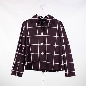 Ralph Lauren Women's Brown White Plaid Blazer Jacket Lined Preppy Work Suit PM